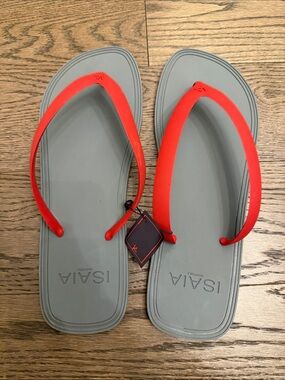 NWT Isaia Men's Red Flip-Flops